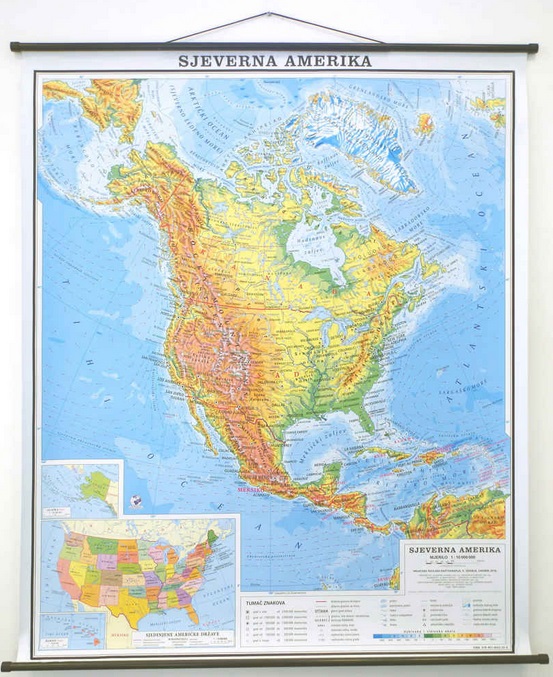 KARTA SJEVERNA AMERIKA 1 : 10 000 000